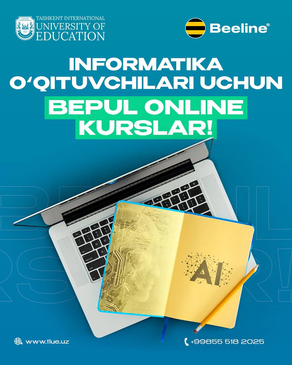 Informatika o‘qituvchilari uchun BEPUL kurslar!